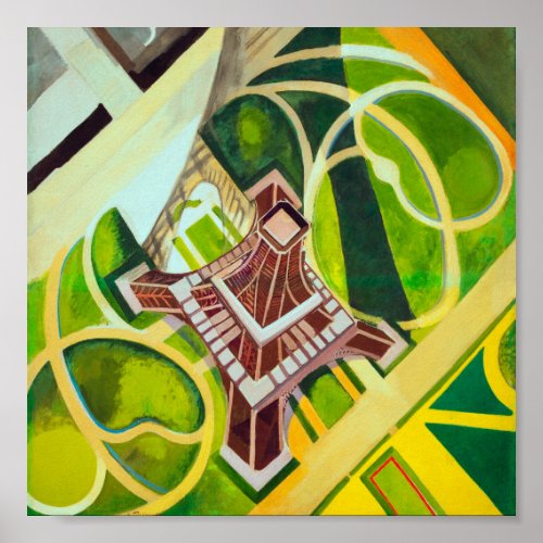 Eiffel Tower from Above Delaunay Abstract Painting Poster