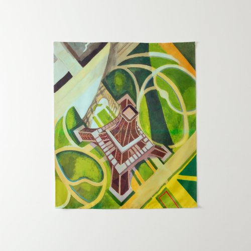 Eiffel Tower from Above Delaunay Abstract Painting Tapestry