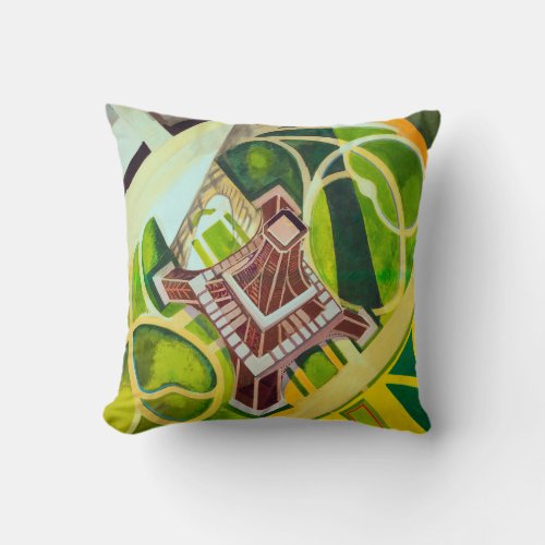 Eiffel Tower from Above Delaunay Abstract Painting Throw Pillow