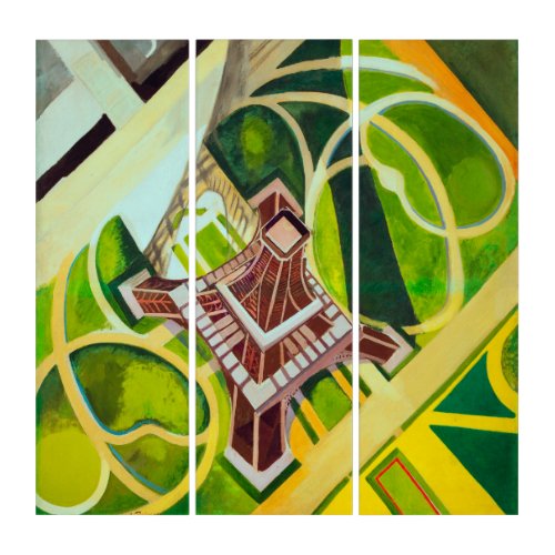 Eiffel Tower from Above Delaunay Abstract Painting Triptych