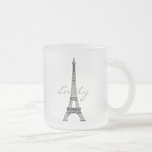 Eiffel Tower Frosted Glass Mug