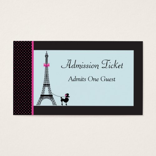 Eiffel Tower Girl Admission Ticket Business Cards