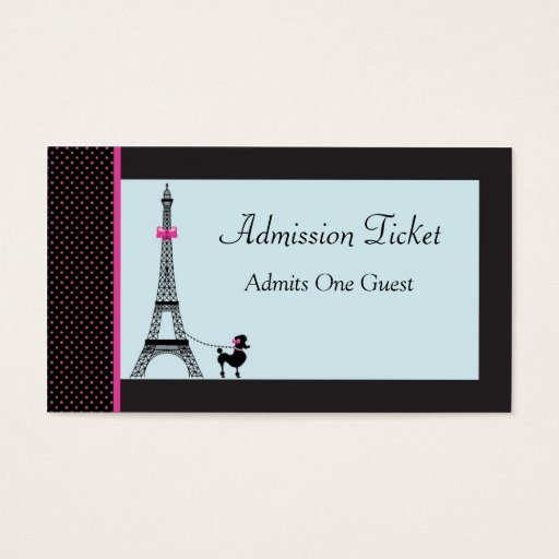 Customizable Eiffel Tower Girl Admission Ticket Business Cards