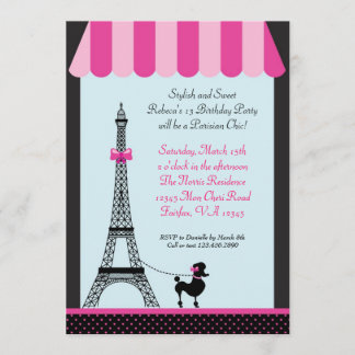 Eiffel Tower Girl Birthday Invitation