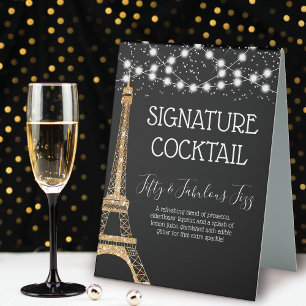 Eiffel Tower Glitter Lights Signature Cocktail Table Tent