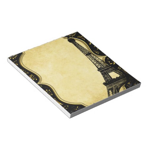 Eiffel Tower Gold and Black Elegance Notepad