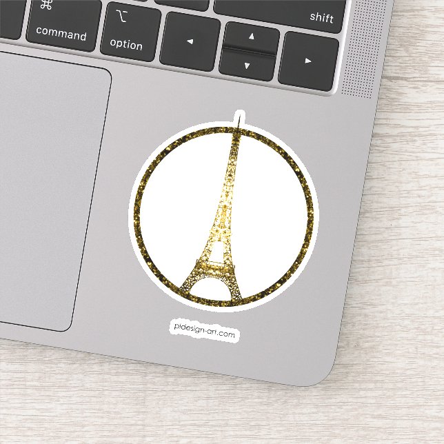Eiffel Tower gold glitter sparkles Sticker (Detail)