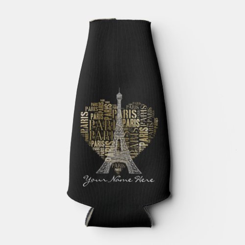 Eiffel Tower  Golden Inscriptions Paris in Heart Bottle Cooler