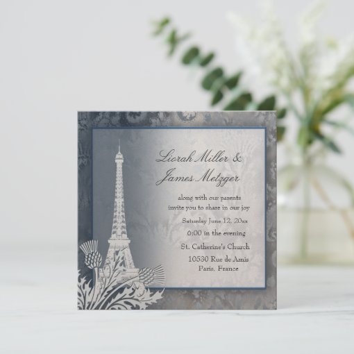 Eiffel Tower golden metallic invitation | Zazzle
