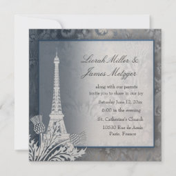 Eiffel Tower golden metallic invitation | Zazzle