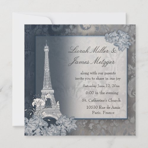Eiffel Tower golden metallic invitation