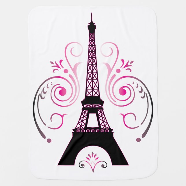 Eiffel Tower Gradient Swirl Design Stroller Blanket (Front)