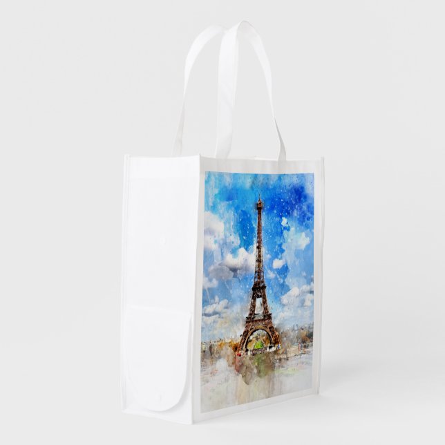 Eiffel Tower Grocery Bag (Front Side)