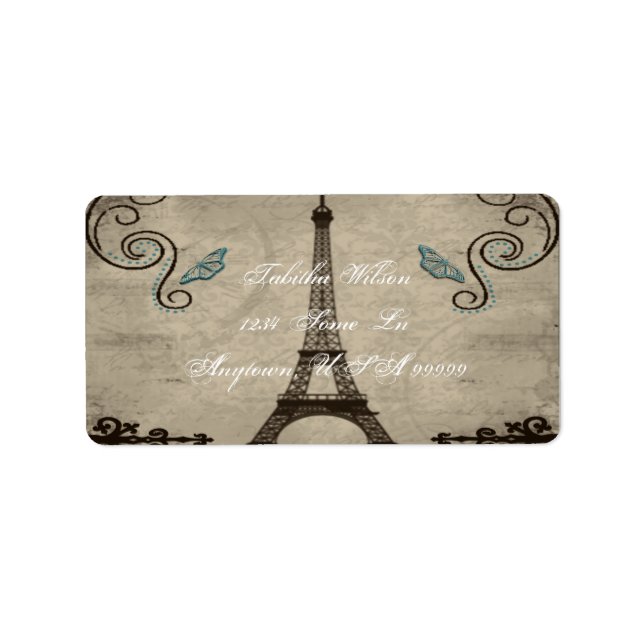 Eiffel Tower Grunge Address Label (Front)