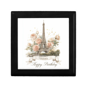 Eiffel Tower "Happy Birthday" with Custom Name Gift Box