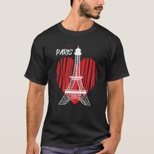 Eiffel Tower Heart Love Paris France Souvenir Fren T-Shirt