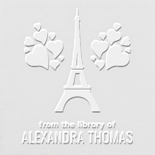 Eiffel Tower Hearts “From the Library of” Name Embosser
