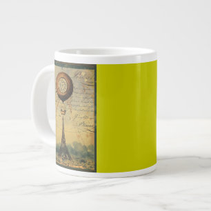 Eiffel Tower Hot Air Balloon Steampunk Large Coffee Mug