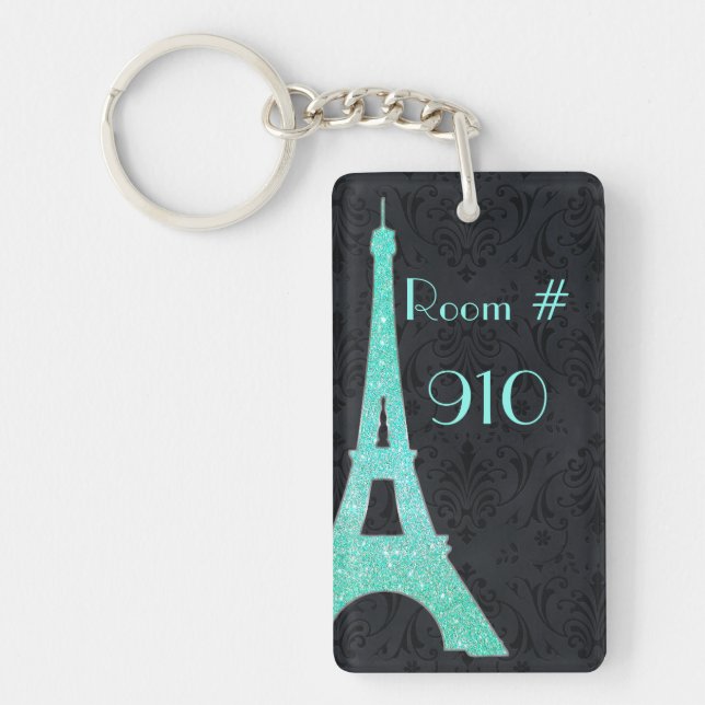 Eiffel Tower Hotel Room Number Keychain (Front)
