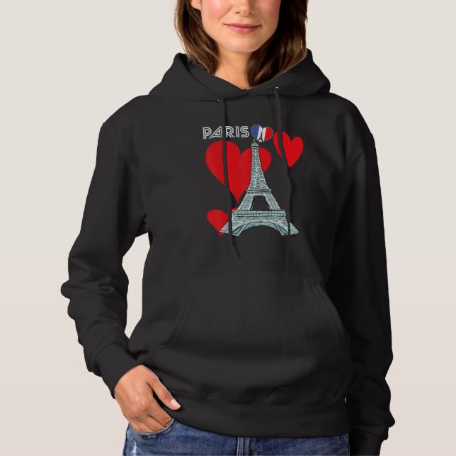 Eiffel Tower I Love Paris France Souvenir French Hoodie (Front)