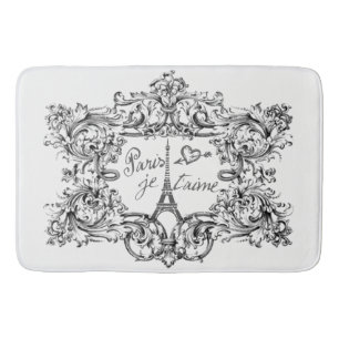 Eiffel Tower "I love Paris" "Paris Je taime" Bathroom Mat