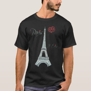 Eiffel Tower I Love Paris Souvenir France Parisian T-Shirt