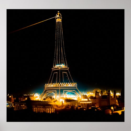 Eiffel Tower illuminated at 1900 Paris Exposition Poster