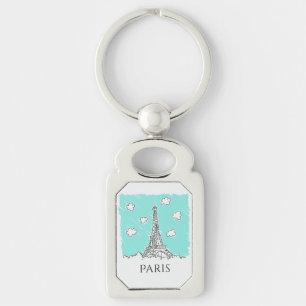 Eiffel Tower Illustration custom text key chain