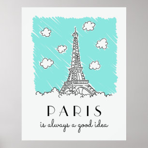 Eiffel Tower Illustration custom text poster