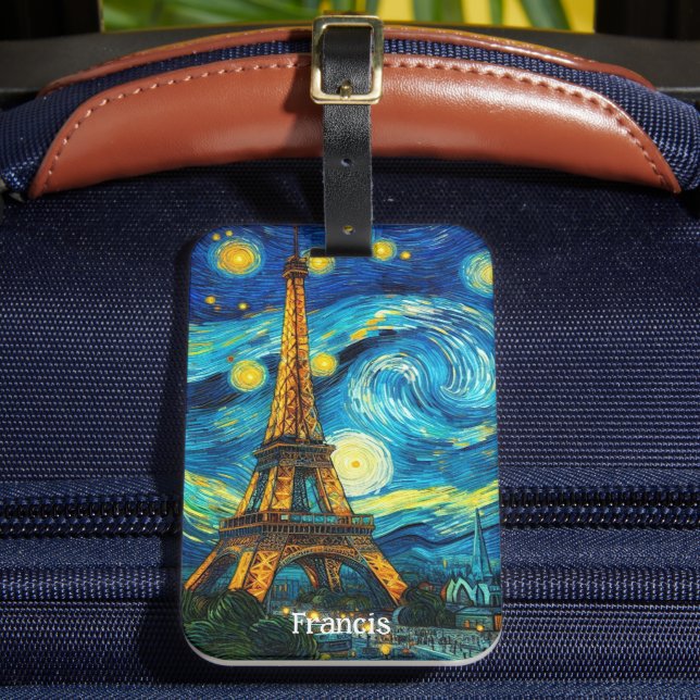 Eiffel Tower Impressionism Luggage Tag (Front Insitu 2)