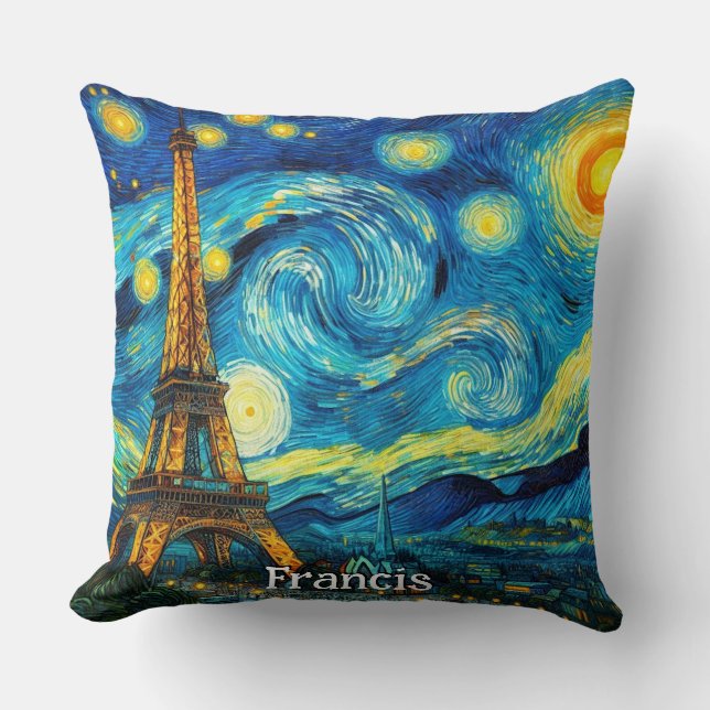 Eiffel Tower Impressionism Throw Pillow (Front)