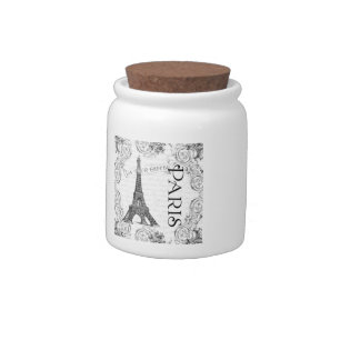 Eiffel Tower in Black and White Candy Jar