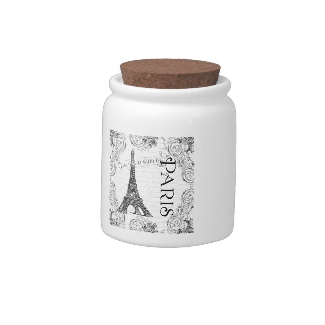 Eiffel Tower in Black and White Candy Jar (Left)