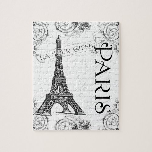 Eiffel Tower in Black and White Jigsaw Puzzle