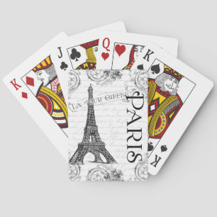 Eiffel Tower in Black and White Poker Cards