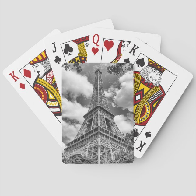 Eiffel Tower in black and white Poker Cards (Back)