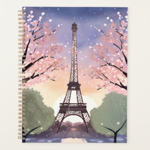 Eiffel Tower in Bloom   Paris France Watercolor Planner