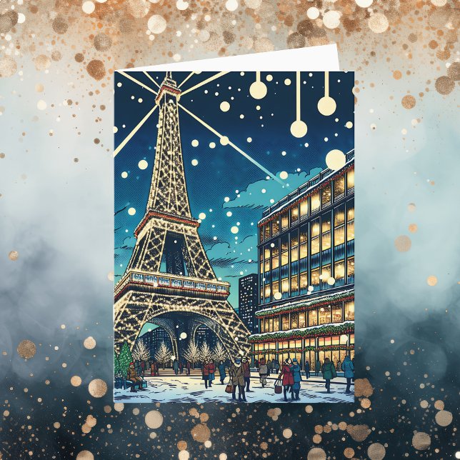 Eiffel Tower in Paris, France at Christmas time Card (Creator Uploaded)