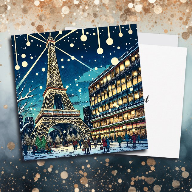 Eiffel Tower in Paris, France at Christmas time Card (Creator Uploaded)