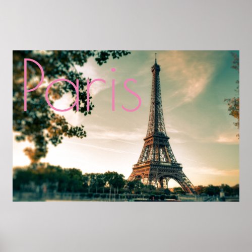 Eiffel Tower in Paris Romantic Love City Poster