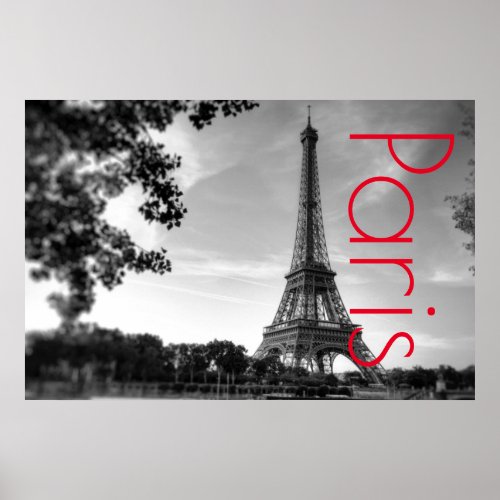 Eiffel Tower in Paris Romantic Love City Poster