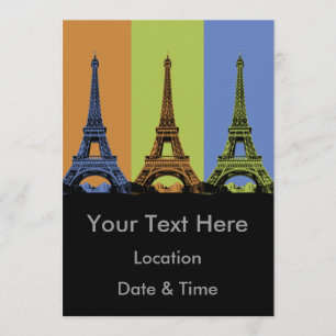 Eiffel Tower in Paris Triptych Invitation
