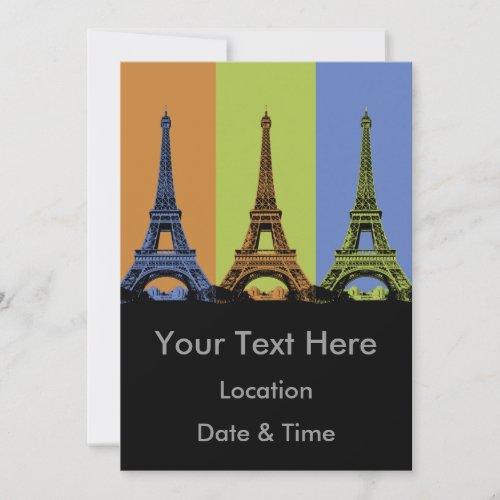 Eiffel Tower in Paris Triptych Invitation