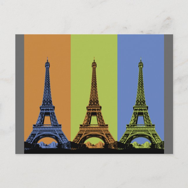 Eiffel Tower in Paris Triptych Postcard (Front)