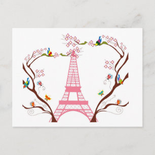 Eiffel tower in spring postcard