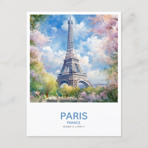 Eiffel Tower in Spring Save the Date Postcard