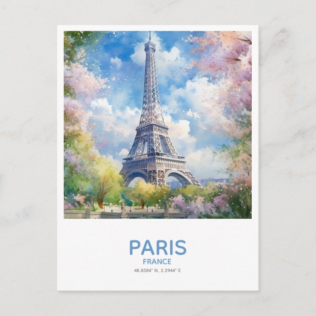 Eiffel Tower in Spring Save the Date Postcard (Front)