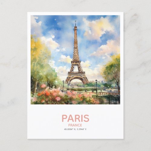 Eiffel Tower in Spring Save the Date Postcard