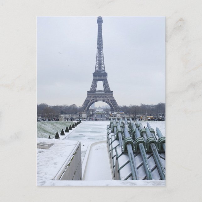 Eiffel tower in winter 3 postcard (Front)
