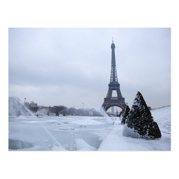 Eiffel tower in winter postcard